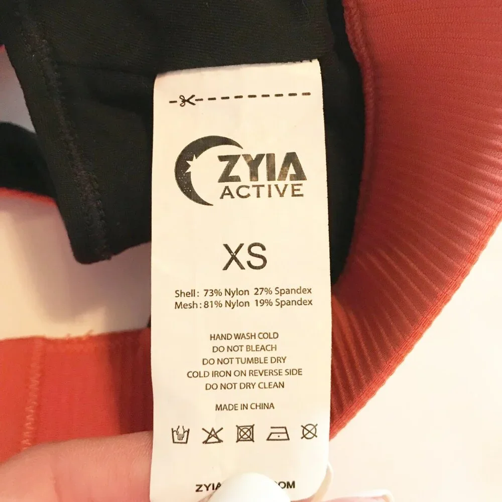 ZYIA Active Burnt Orange Ribbed Premium Sports Bra Workout Gym Womens XS